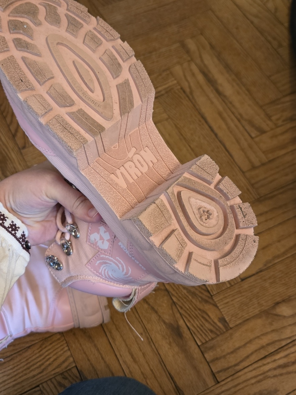 VIRON VEGAN Pink Spiral Combat Boots - Picture 9 of 9